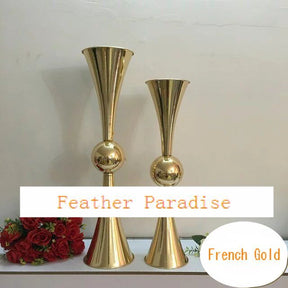 Metal Reversible Double Trumpet Vase – Gold | 6 Piece FeatherParadise.com