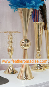 Metal Reversible Double Trumpet Vase – Gold | 6 Piece FeatherParadise.com
