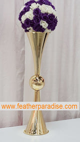 Metal Reversible Double Trumpet Vase – Gold | 6 Piece FeatherParadise.com