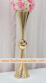 Metal Reversible Double Trumpet Vase – Gold | 6 Piece FeatherParadise.com