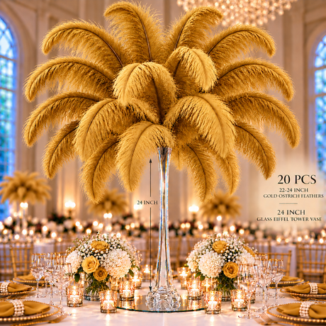22-24 Inch Ostrich Feathers | 12 Pieces