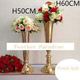 Gold Polished Metal Trumpet Vases for Wedding Centerpieces | 6 Pieces FeatherParadise.com