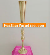 Gold Polished Metal Trumpet Vases for Wedding Centerpieces - 30 inch | 1 Piece