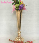 Gold Polished Metal Trumpet Vases for Wedding Centerpieces | 6 Pieces FeatherParadise.com