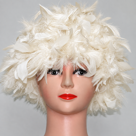 Handmade Chandelle Feather Wig – Turkey Flat Feather Costume Wig - 1 Piece