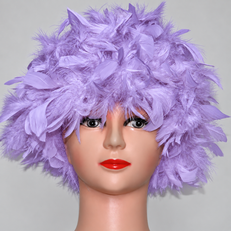 Handmade Chandelle Feather Wig – Turkey Flat Feather Costume Wig - 1 Piece