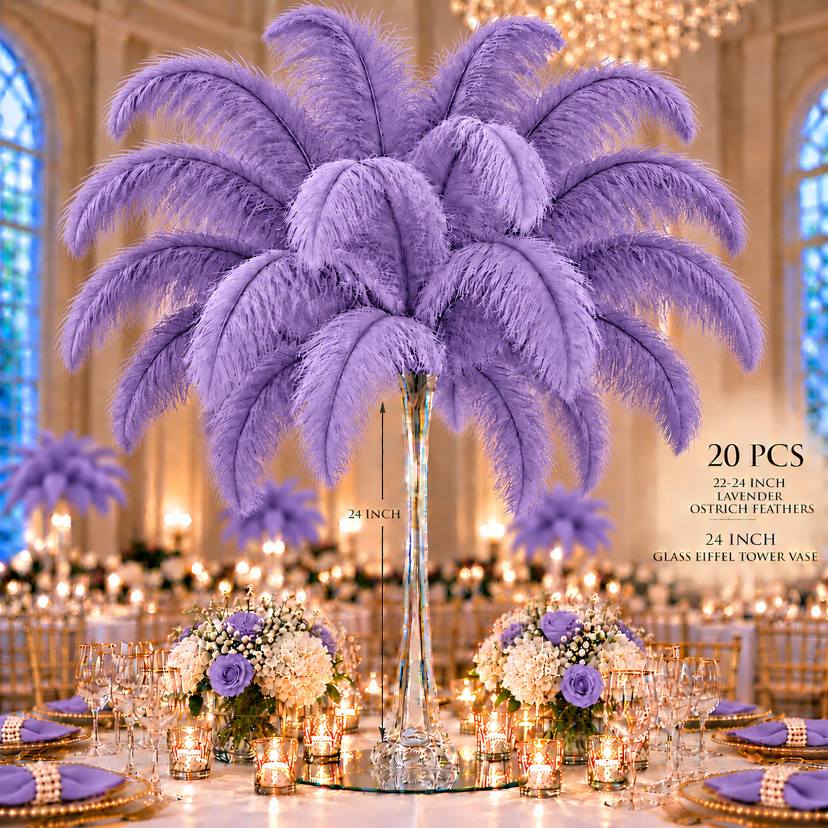 22-24 Inch Ostrich Feathers | 12 Pieces