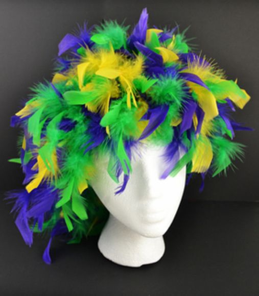 Handmade Chandelle Feather Wig – Turkey Flat Feather Costume Wig - 1 Piece