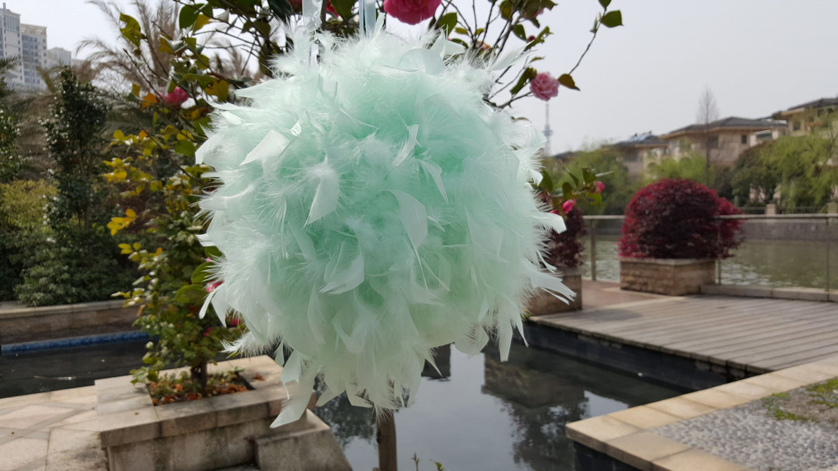 12 Inch Feather Pom Pom Kissing Ball – Wedding & Event Decor | 1 Piece