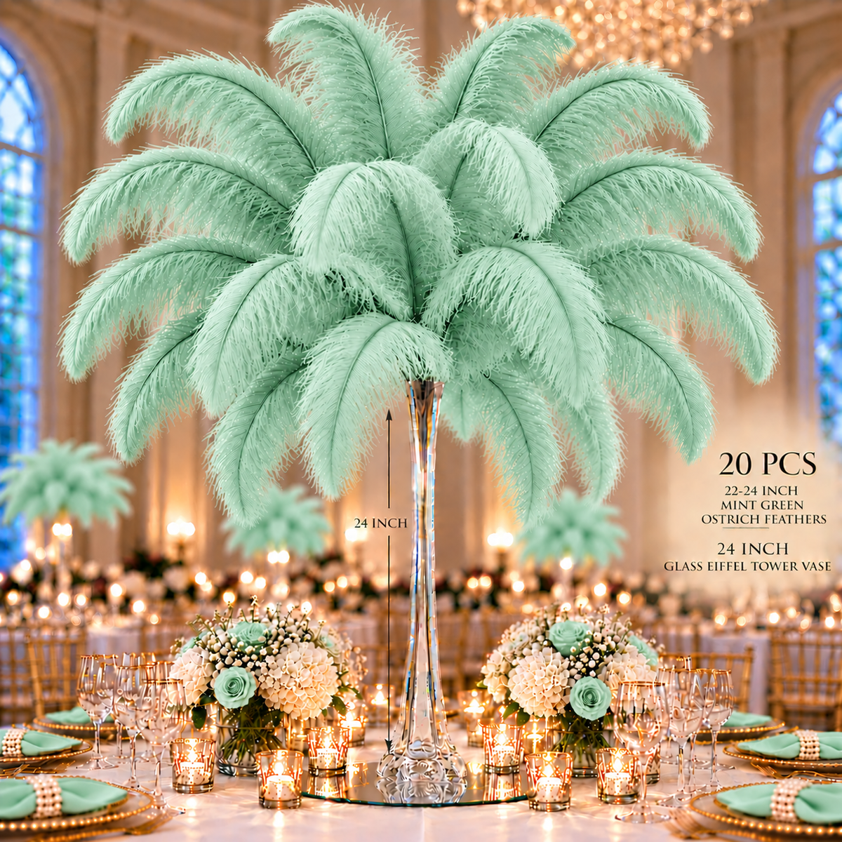 22-24 Inch Ostrich Feathers | 12 Pieces