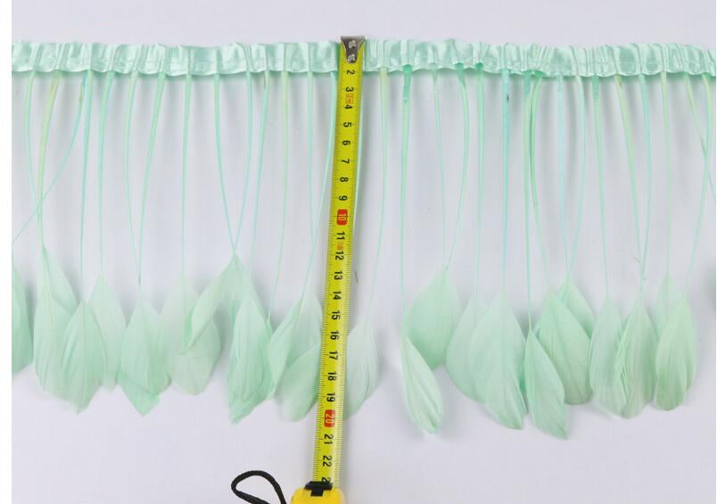 2 Yards 6-8" Stripped Feather Fringe FeatherParadise.com