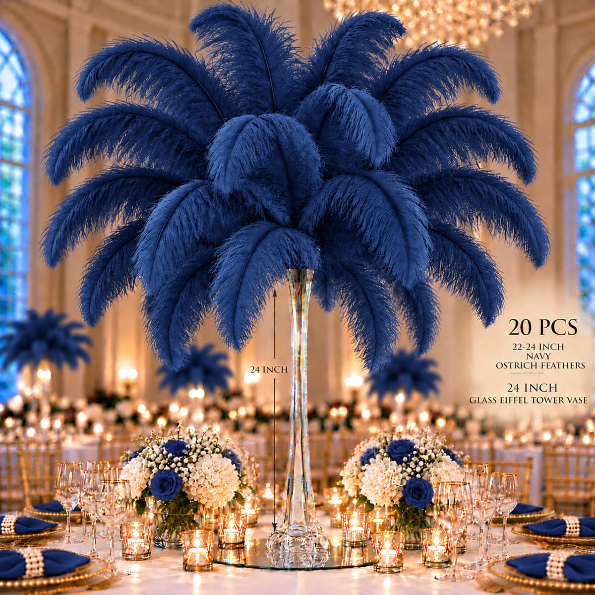 22-24 Inch Ostrich Feathers | 12 Pieces