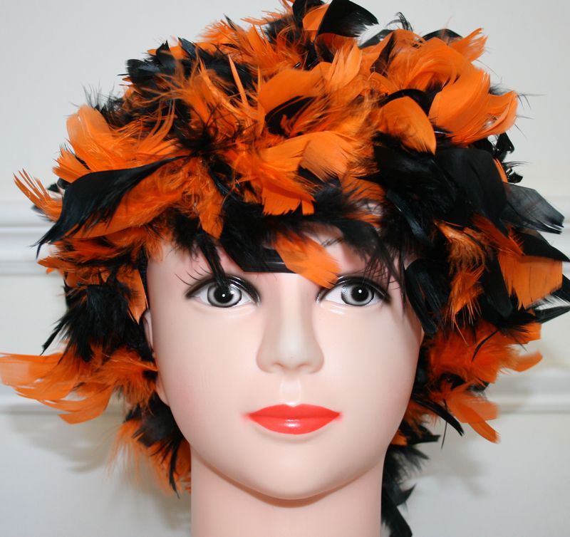 Handmade Chandelle Feather Wig – Turkey Flat Feather Costume Wig - 1 Piece