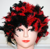 Handmade Chandelle Feather Wig – Turkey Flat Feather Costume Wig - 1 Piece