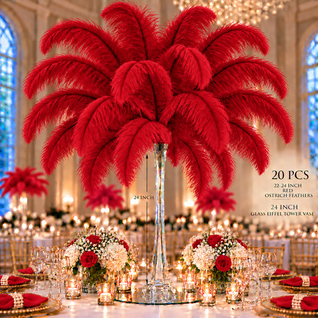 22-24 Inch Ostrich Feathers | 12 Pieces