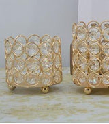 Small Crystal Cylinder Candle Holders – Tea Light Decor | 2 Pieces