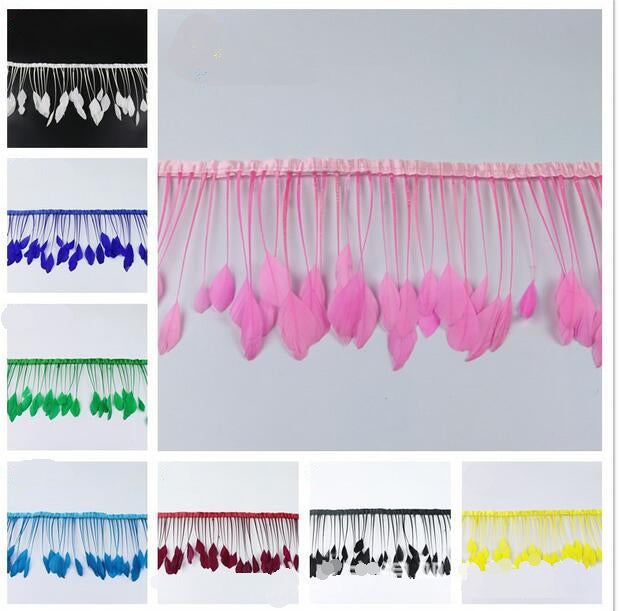 2 Yards 6-8" Stripped Feather Fringe FeatherParadise.com