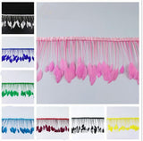 2 Yards 6-8" Stripped Feather Fringe FeatherParadise.com