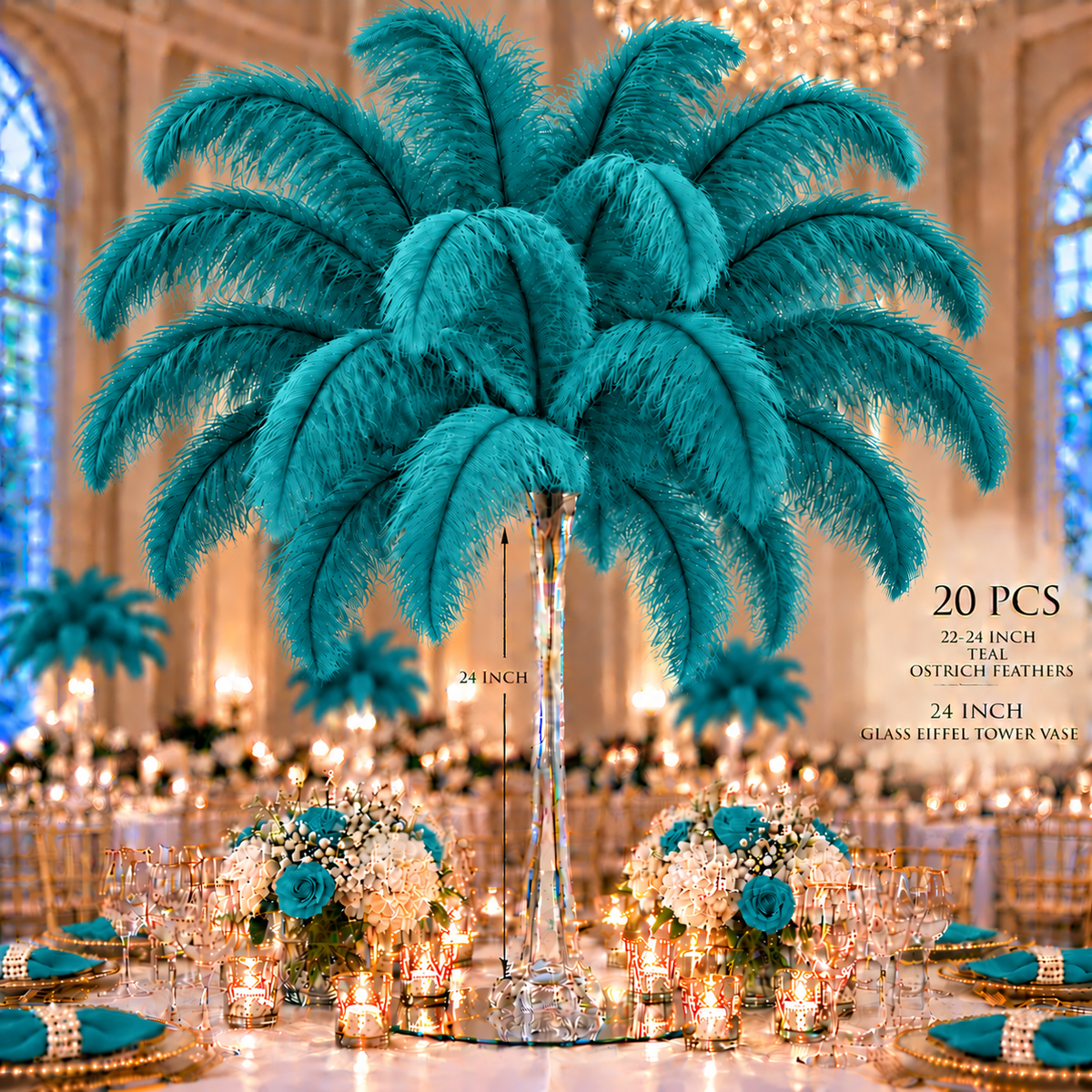 22-24 Inch Ostrich Feathers | 12 Pieces