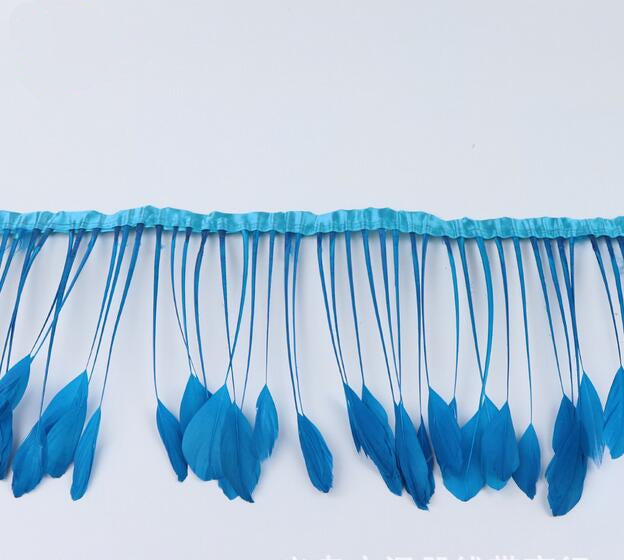 2 Yards 6-8" Stripped Feather Fringe FeatherParadise.com